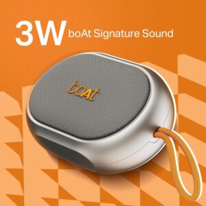 boat (2025 stone 110 bluetooth speaker with 3w signature sound, up to 15hrs playback, built in mic, tws feature, bluetooth v5.4, aux port, voice assistant & ipx4(groovy grey)